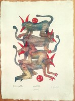 Ef Zámbó István - Krampusz létra 44 x 32 EBP, merített papír