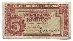 5 korun korona 1945 Csehszlovákia 3.