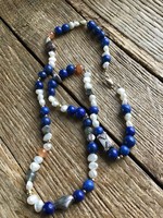 Lapis lazuli, cultured pearl, carnelian string of pearls