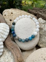 Treasure apatite snow quartz bracelet with metal beads