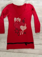 My77 printed long-sleeved top-tunic red with hearts