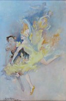 French oil painting female dancers marked 0C196