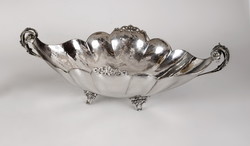 Silver boat offering / centerpiece with openwork decor