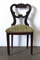 1A827 Antik szegecselt Biedermeier támlás szék (Zöld-sárga csíkos)
