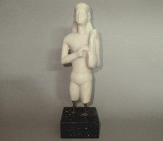 Vintage ókori görög lantos férfi figura szobor kő műkő márvány talpon kőszobor alabástrom hangszer