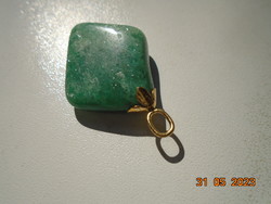Polished aventurine rhombus-shaped pendant with a gold-colored hanger