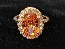 Gold-plated 925 silver imperial topaz ring, size 9