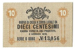10 centesimi 1918 Olaszország Velence UNC 3.