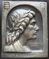 Kolozsvári Puskás Sándor terrakotta bronzírozott falikép Mátyás király
