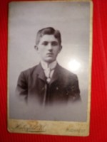 Cc.1900. Ifjú férfi kemény táblás fotó portré BUDAPEST HÁBERFELD K. fotó a képek szerint