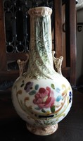 Antique marked majolica vase with handles