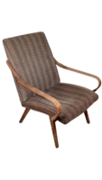 Vintage art deco curved armrest, patterned armchair