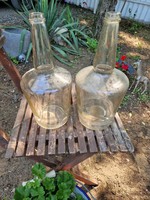 Old retro Kecskemét spark state farm glass cognac bottle, marked, 2 liters