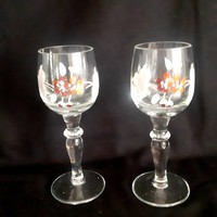 Retro. Hand-painted short stemmed glass (2 pieces)