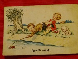Antique 1942. Fun picture with text. Republic of Hungary color drawing in good condition according to the pictures