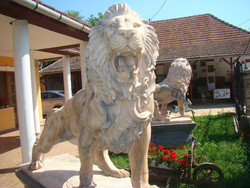 Antique antique marble lion statues