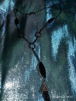 Elegáns fekete női  nyaklánc ezüstös üveg szemekkel, ékszer