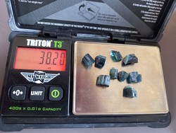 Original Afghan tourmaline indigolite raw gemstone package total: 38 carats!