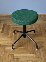 3 Iron legs round retro design industrial loft pouf seat chair with green upholstery