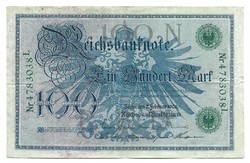 100 Mark 1908 green serial number Germany 3.
