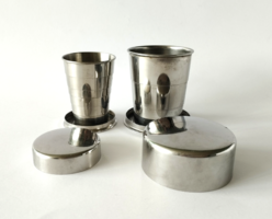 2 PCS RETRO STAINLESS STEEL COLLAPSIBLE HIKING CUPS