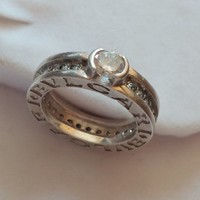Bvlgari silver ring with zirconia stones