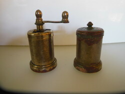 Pepper mill + salt shaker - copper - antique - 9 x 4.5 cm - handle 4.5 cm - 7.5 x 4.5 cm - flawless