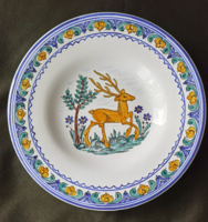 Hand-painted floral, large-sized Haban wall plate with deer, decorative plate museum copy.
