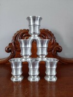 Set of metal cup, schnapps and brandy glasses