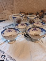 Eladó régi porcelán cseh altwien jelenetes teás készlet 4 csésze,1 kiöntő, 1 cukros!