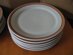 Retro lowland porcelain flat plate with brown and yellow stripes