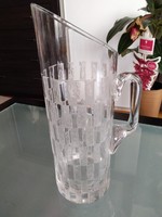 Art Deco vizes-boros üveg kancsó, savmaratott egyedi különleges technikával készült.