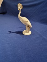 Kőbányai Drasche porcelán madár Koronás daru fehér arany