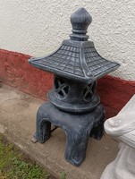 Rare 63cm Japanese garden builder stone lamp feng shui garden pond pagoda lantern statue anthracite grey