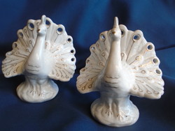 Pair of antique peacocks of Herend quality and style, very heavy, 892 grams (2 pieces)