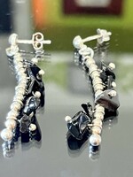 Pair of unique silver earrings with onyx stones