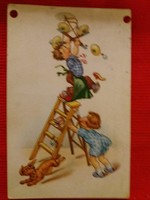 1950. Lightbulb change illustrated, humorous, postcard color drawing, good condition according to the pictures