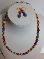 Retro beautiful spherical porcelain necklace with attached earrings