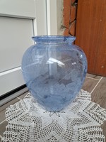 Retro blue sphere vase cracked beautiful veil glass veil Carcagi berek bath glass