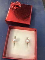 New! Cultured pearl stud earrings! With silver! 925 marked jewelry!