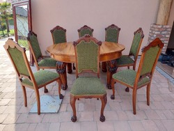 Antique baroque dining table with 8 chairs