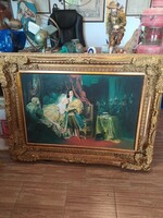 Huge antique picture frame with print
