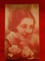 Antique 1930. Retouched postcard photo young lady portrait color photo in good condition according to the pictures