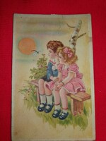 Antik 1949 Aranyos grafika Névnapi üdvözlet REKORD nyomda színes rajz szép állapotban képek szerint