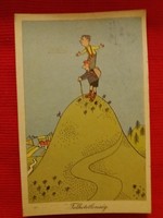 1950. Insatiability illustrated, humorous, Felix Kassowitz postcard, color drawing, good condition according to the pictures