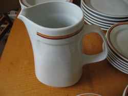Retro lowland porcelain water jug with brown and yellow stripes