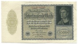 10000 márka 1922 kis méret magáncéges nyomtatás 7 jegyű sorszám Németország 3.