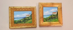 2 Balaton-Tihany Abbey oil paintings for sale together