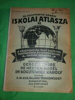 1934.Dr Kogutovich Károly : ISKOLAI atlasza a képek szerint M-Kir. Állami Térképészet