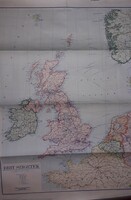 1933.Antique British Isles published by Louis Koka giant school wall map 87 x 64 cm according to pictures